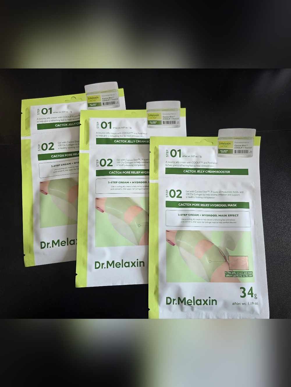 Dr.Melaxin CACTOX DE-PUFFING PORE TOX GEL MASK 3EA with Cactus Cooling